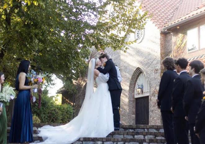 Maddie Lambert with her husband, Randy Crowley, on their wedding day. 